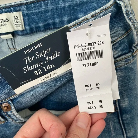 NWT - Abercrombie - Women's High Rise Skinny Jean in
Medium Wash - Size 32XL - Picture 12 of 12